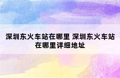 深圳东火车站在哪里 深圳东火车站在哪里详细地址